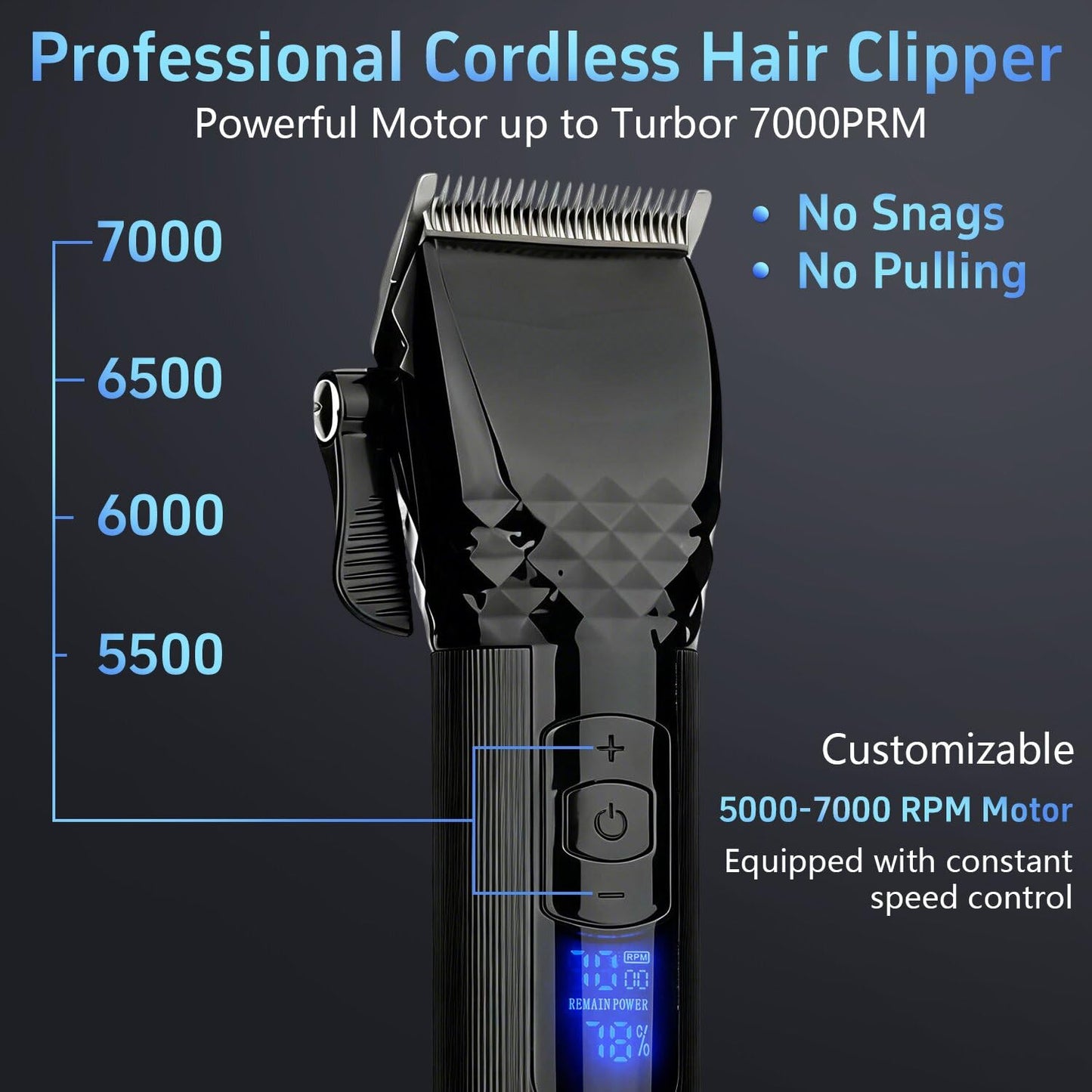 Soonsell Hair Clippers for Men,Professional Barber Clippers and Trimmer Set,Mens Cordless Hair Clipper for Barber,T-Blade Trimmer Set