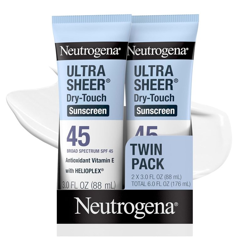 Neutrogena Ultra Sheer Sunscreen SPF 45 - Lightweight, Water-Resistant, Travel Size | 3 fl. oz (2 Pack)