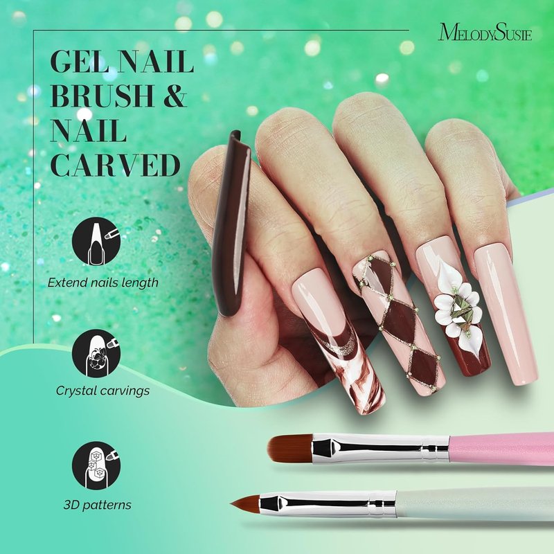 MelodySusie Nail Art Brushes Set - 6-Piece Professional Design Tools for DIY Salon Use | Includes Gel, Polish, Liner & Dotting Brushes
