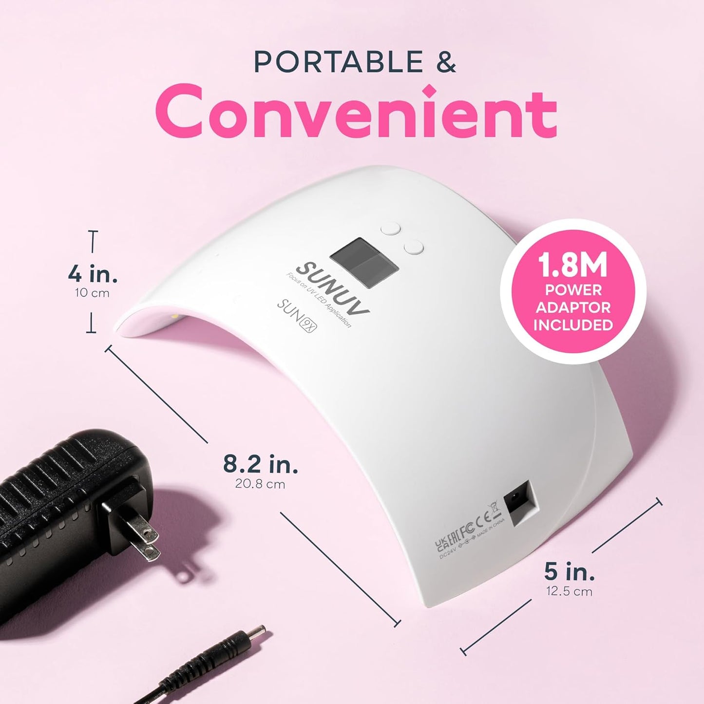 SUNUV UV Nail Lamp - Professional Gel Polish Dryer with Sensor, 2 Timers & Display | Pink SUN9X Plus