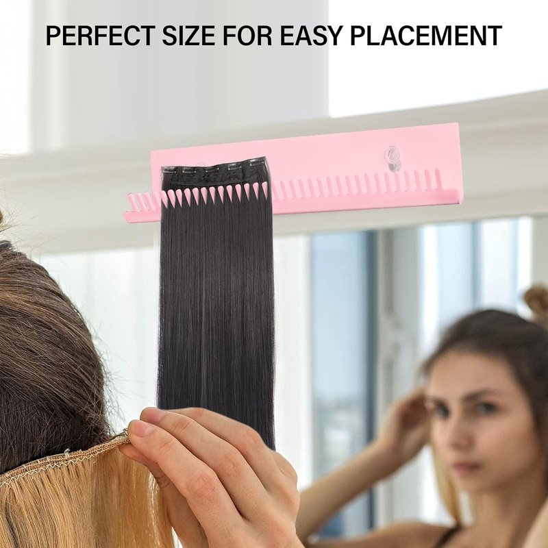 Hair Extension Hanger - Weft Storage Rack for Washing & Styling | Pink Professional Organizer for Clip-In Extensions