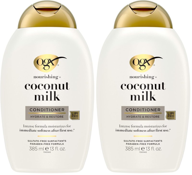 OGX Hair Conditioner, Nourishing Coconut Milk, Sulfate-Free | 13 Fl Oz | Pack of 2
