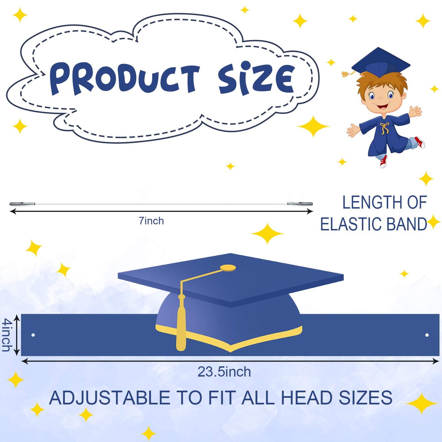 Tenare 40 Pcs Paper Graduation Hats Class of 2026 Adjustable Paper Graduate Cap with 40 Elastic String for Grad Party(Blue)
