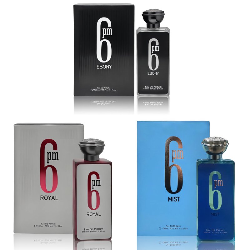 A CENTER 3Pack Men Cologne 6Pm Series Eau De Parfume Spray with Woody Floral & Fruity Scent Perfume Gift Set Day to Night Luxury Fragrances