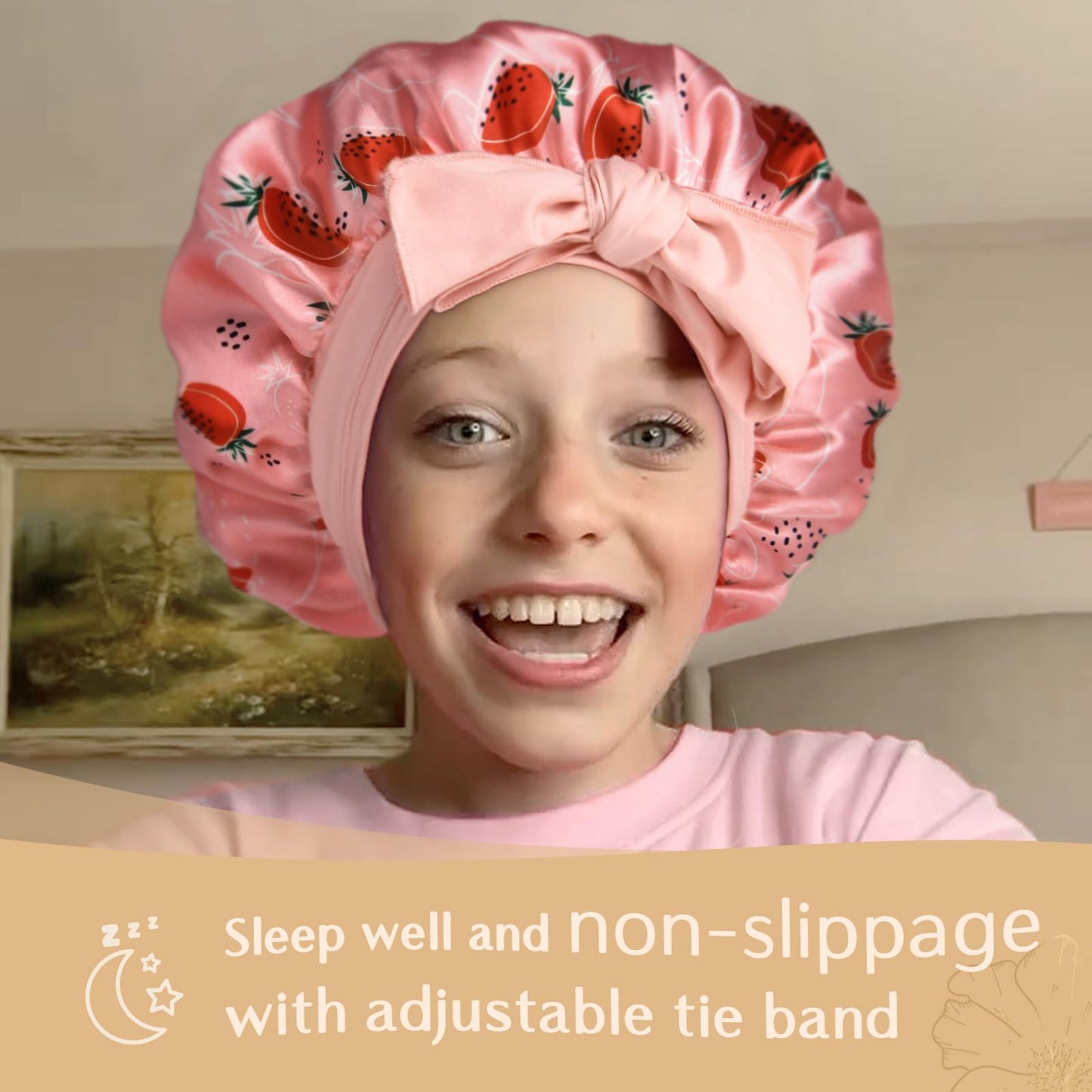 YANIBEST 2 PCS Baby Bonnet Silk Satin Bonnet for Kids Sleeping Cap Curly Natural Hair Silk Bonnets for Girls Boys Infant