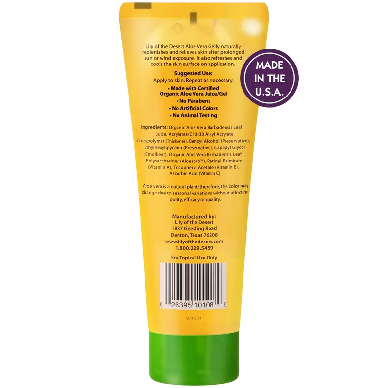 Lily Of The Desert Gelly Moisturizer - 99% Organic Aloe Vera Gel for Skin, After Sun Care with Aloe, Vitamin E Oil, and Vitamin C for Sunburn Relief, 8 Fl Oz