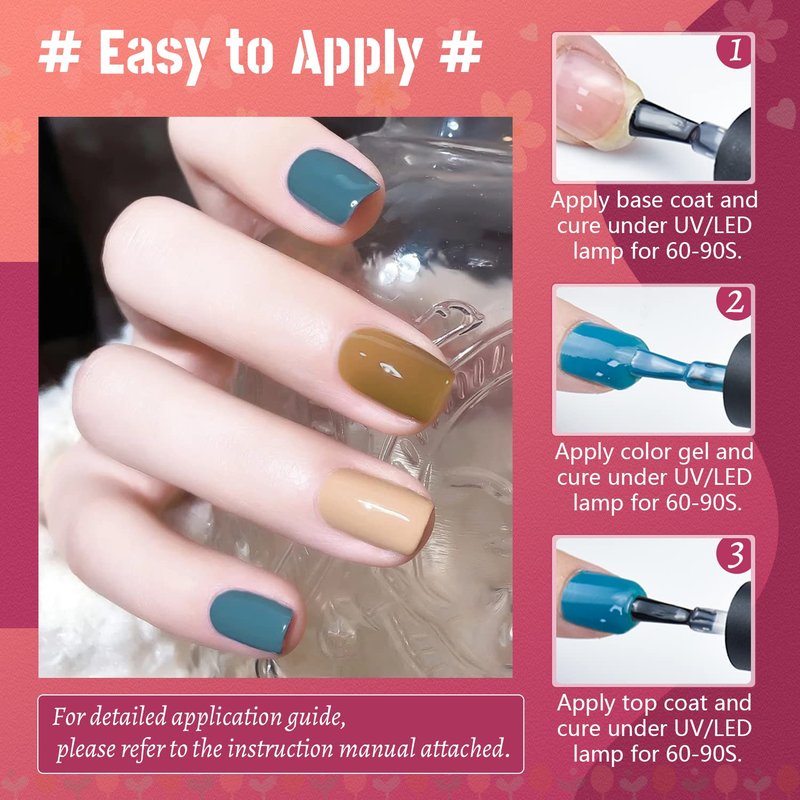 JODSONE Gel Nail Polish Kit with U V Light 36 PCS Classic Black and White Nude and Blue Purple Gel Polish Set with Manicure Tools Suitable for All Sea