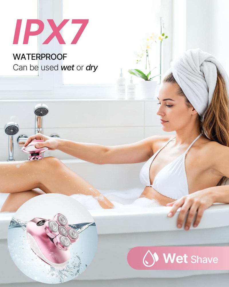 Electric Razors for Women, 5-in-1 Rechargeable Body Shaver - Waterproof Wet Dry Hair Remover - Trimmer for Lady Face Underarms Bikini,Lips,arms, Legs