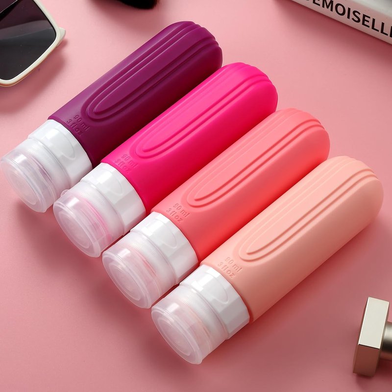 Mrsdry Travel Bottles - TSA Approved 3oz Leak-Proof Silicone Containers | BPA-Free Travel Accessories (4 Pack)