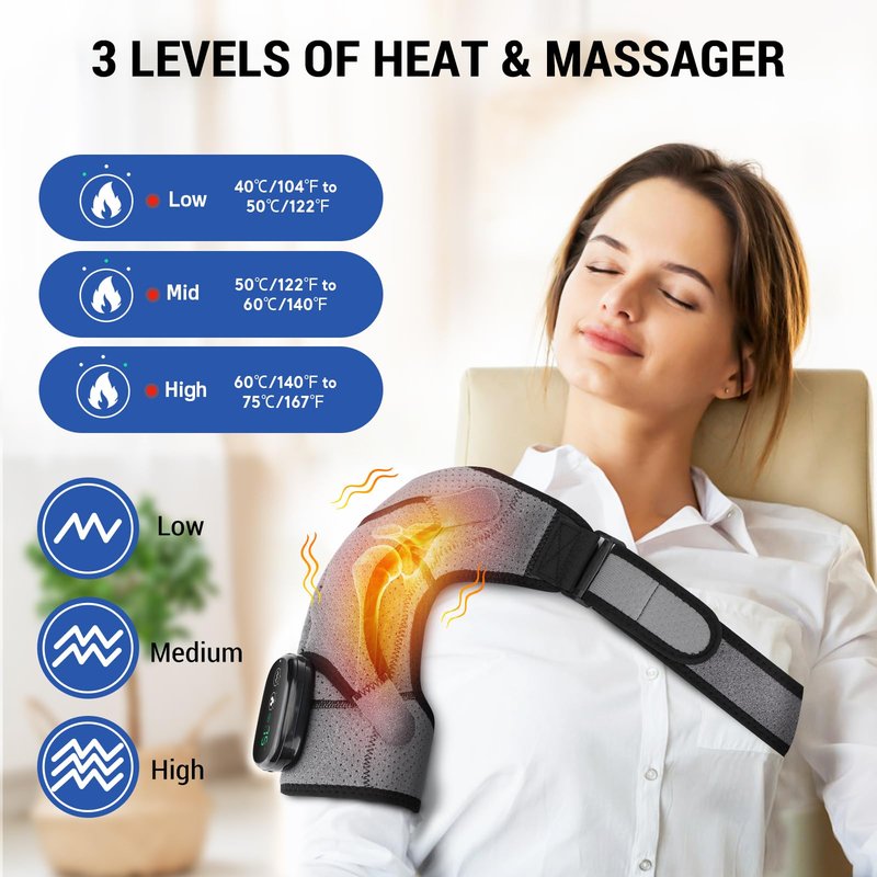 Shoulder Heating Pads for Rotator Cuff Pain, Heated Shoulder Wrap Brace for Men Women