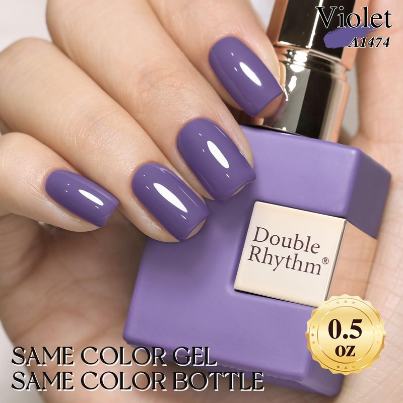 Double Rhythm 15ML Gel Polish Pure Sheer Same Color Same Bottle Soak Off Gel Polish Art Manicure Salon DIY at Home for Women (Deep Purple Blue-A1474)