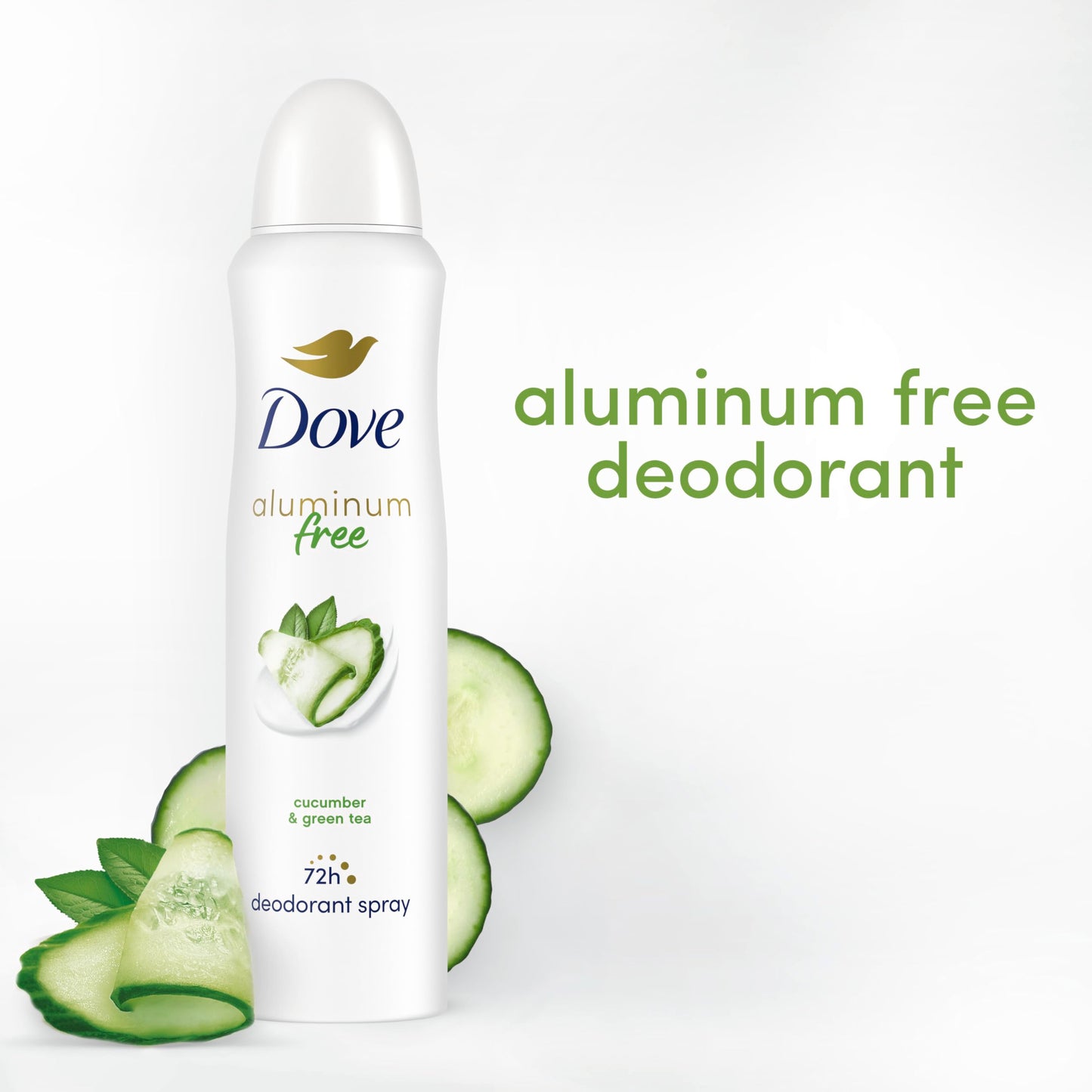 Dove Aluminum Free Deodorant Spray for Women 3 Count Cucumber & Green Tea 72 hour odor protection 4 oz