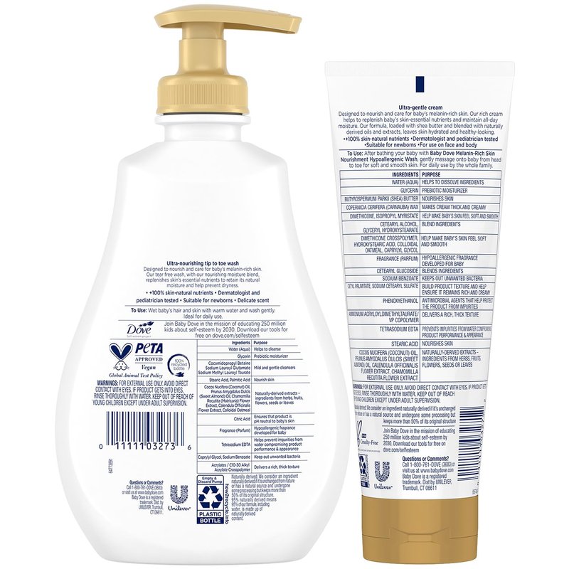 Dove Baby Body Wash & Lotion for Melanin-Rich Skin Care – Hypoallergenic, Suitable for Newborns