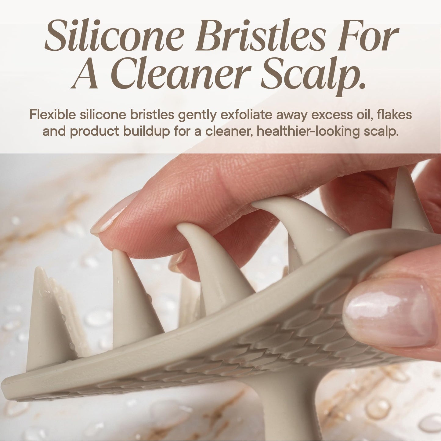TOOLETRIES Silicone Scalp Scrubber Shampoo Brush, Scalp Brush for Hair Growth for Men & Women, Exfoliates Dandruff & Oil Build-up, Soft Flexible Bristles for Thick, Thin, Wet & Dry Hair - Sand