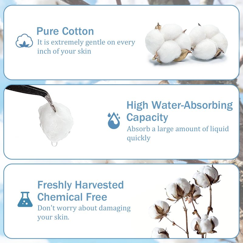 2000Pcs Cotton Balls Large Bulk, Pure & Natural Cotton Balls Absorbent Hypoallergenic Soft & Gentle for Face, Baby Care& First-Aid, Makeup, Nail Polish Remover, Household Needs, DIY Crafts & Pet Care