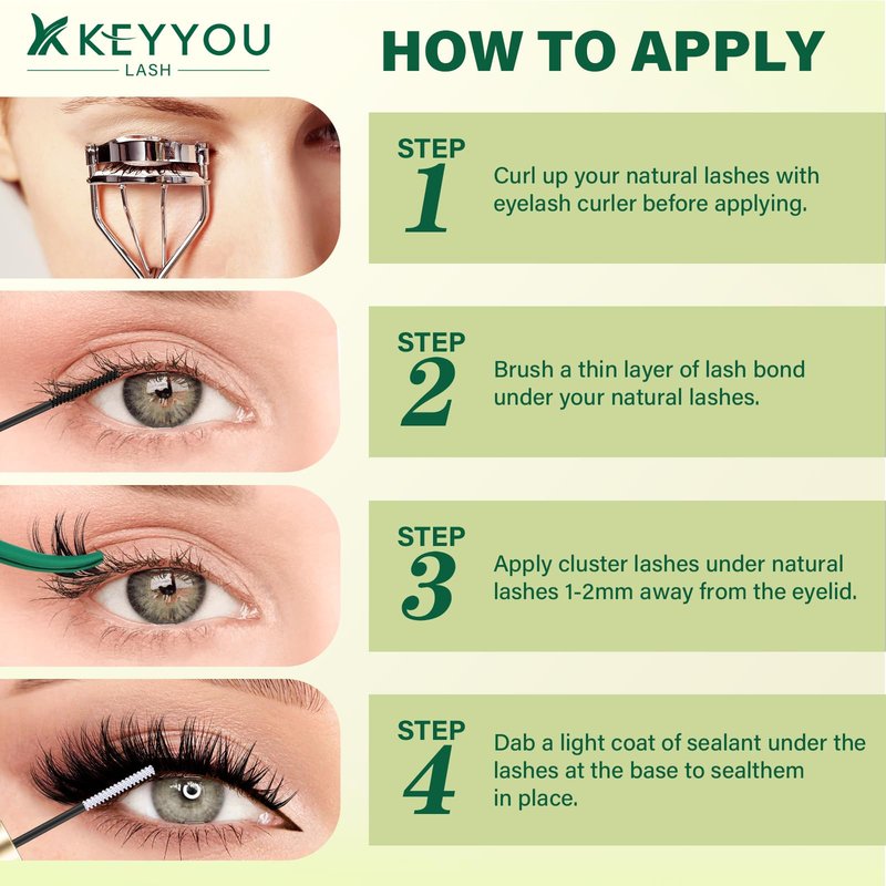 KEYYOU Flora Lash Clusters Kit Flaunt D Curl Natural Lashes 144pcs Lash Extension Kit 8-18mix Lash Clusters Fluffy Lashes with Ultra-Thin Soft Band with Remover Waterproof Bond and Seal(F01 Kit)