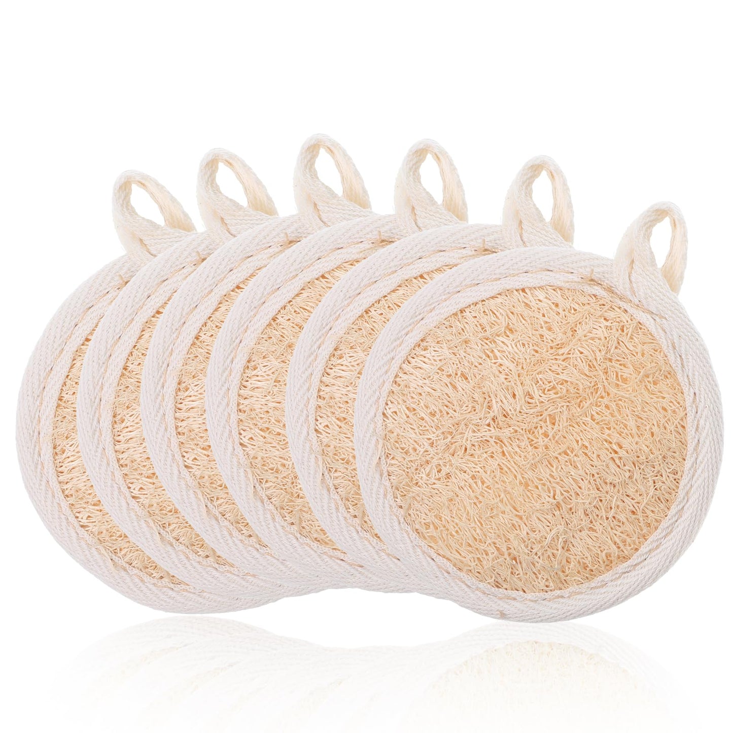 TIESOME 6 Pack Loofah Facial Scrubbers, Facial Cleanser Sponges Brush Exfoliating Scrub Pads Round Exfoliating Loofah Face Scrubber Made from Loofahes for Women Men