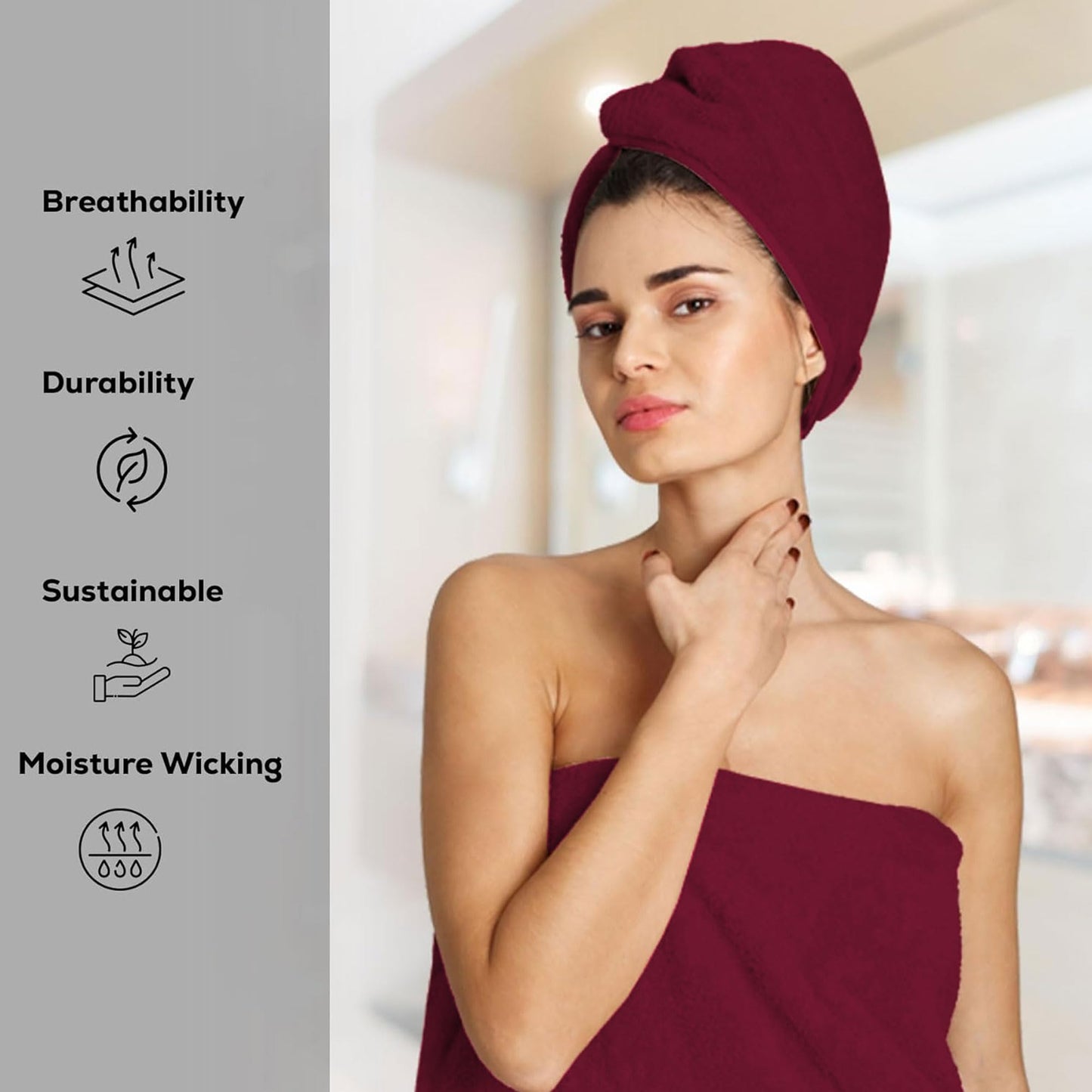 GOLD TEXTILES Premium Bath Towels Set (Pack of 24,27 x 54) 100% Ring-Spun Cotton Bathroom Towels for Hotel, Spa, Soft and Absorbent (27 x 54, Red Wine - 24 Pcs)