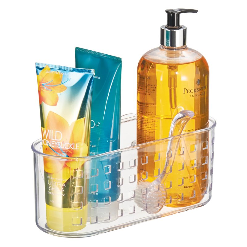 iDesign Hanging Suction Shower Caddy Basket for Bathroom Storage - Clear - Made in USA