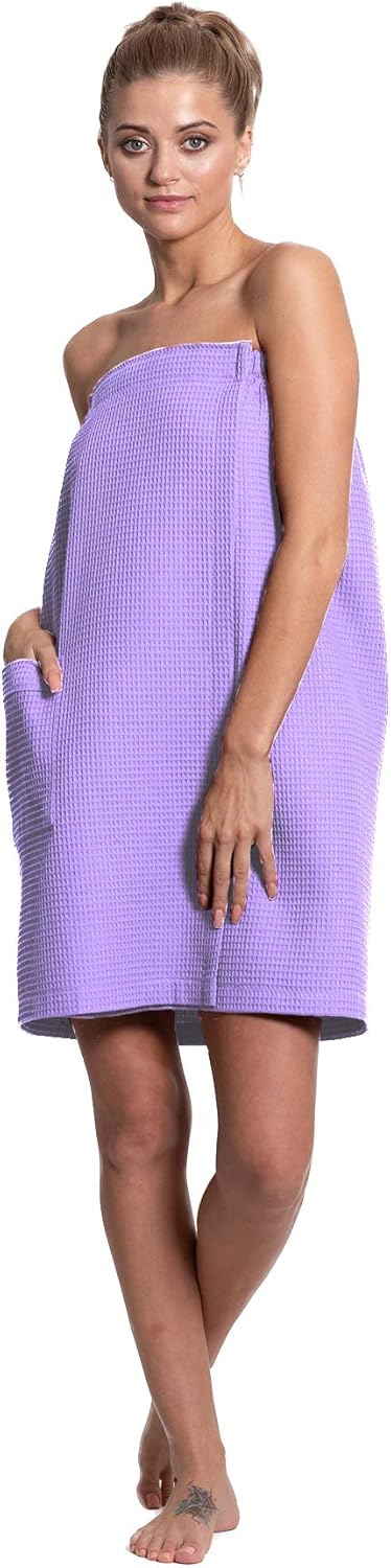 Turkuoise Linen Spa Bath Waffle Body Wrap - Lightweight & Adjustable Closure for Comfort