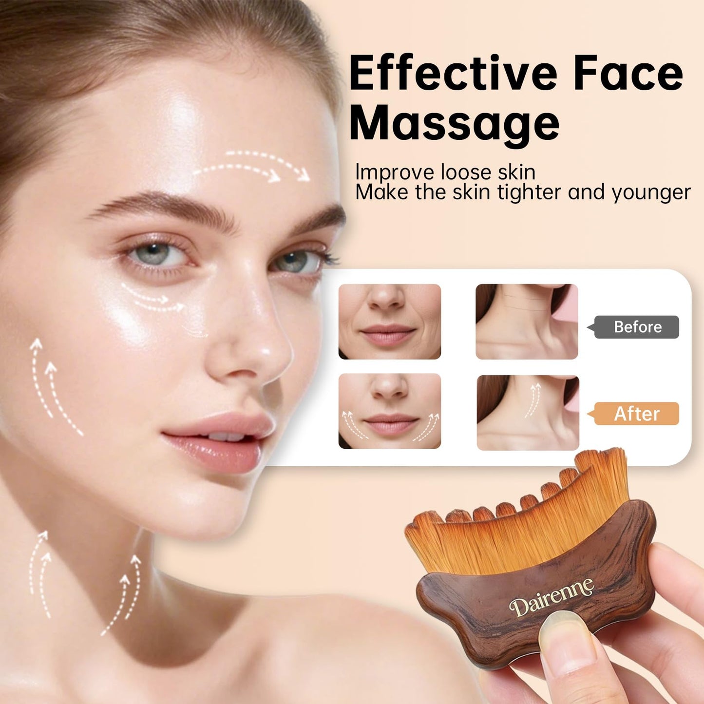 3PCS New Lymphatic Contour Face Brush - Facial Sculpting & Anti-Puffiness Tool | Ultra Soft Dry Brush for Jawline Massage & Lymphatic Drainage | Ergonomic Design (Brown)