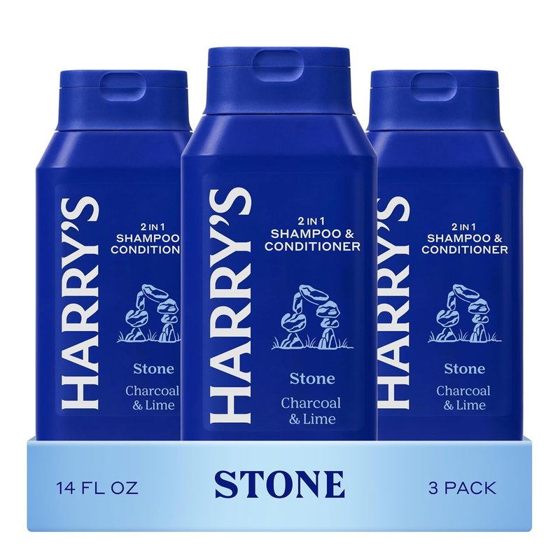 Harry's Men's 2 in 1 Shampoo and Conditioner for All Hair Types - Stone Scent - (3 Pack) 14 fl oz - No Parabens or Sulfates