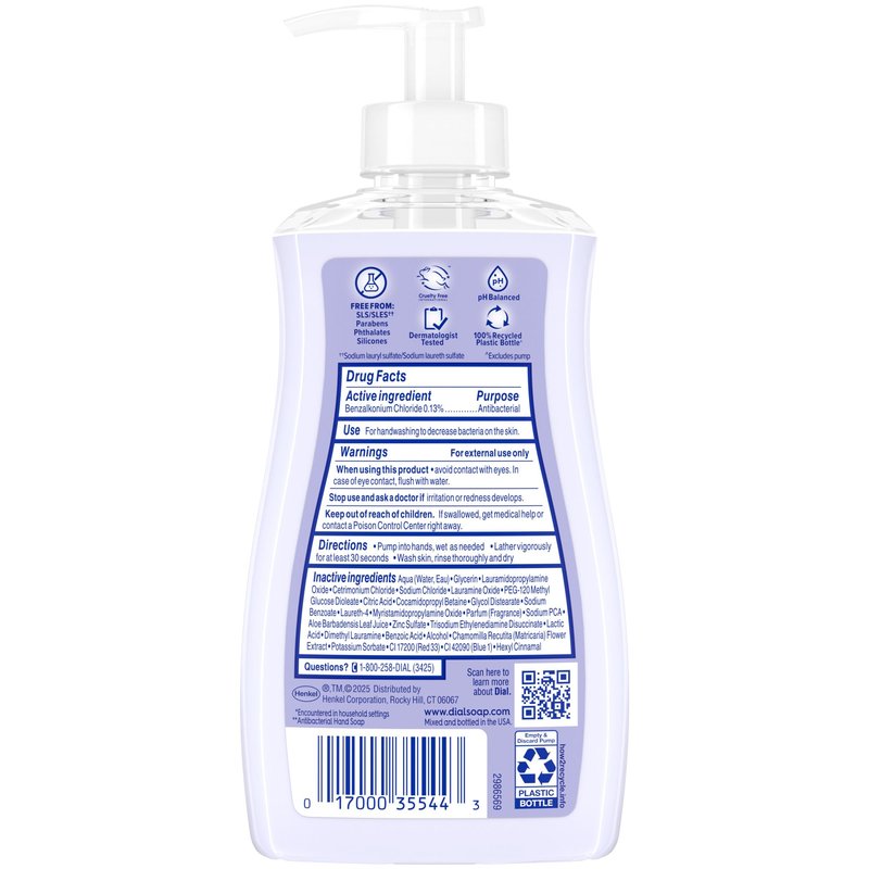 Dial Antibacterial Plus Hydrating Chamomile Liquid Hand Soap, 11oz (Pack of 4)
