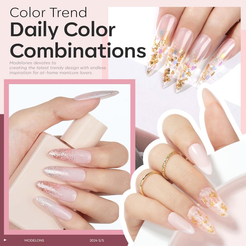 modelones Base Coat Builder Nail Gel, 2 Pcs Clear and Cover Nude Builder Nail Polish, 8-in-One Apex Building Thickening Strengthener Extension Rubber Color for DIY Home Salon Gifts LED Lamp Cured 10ml