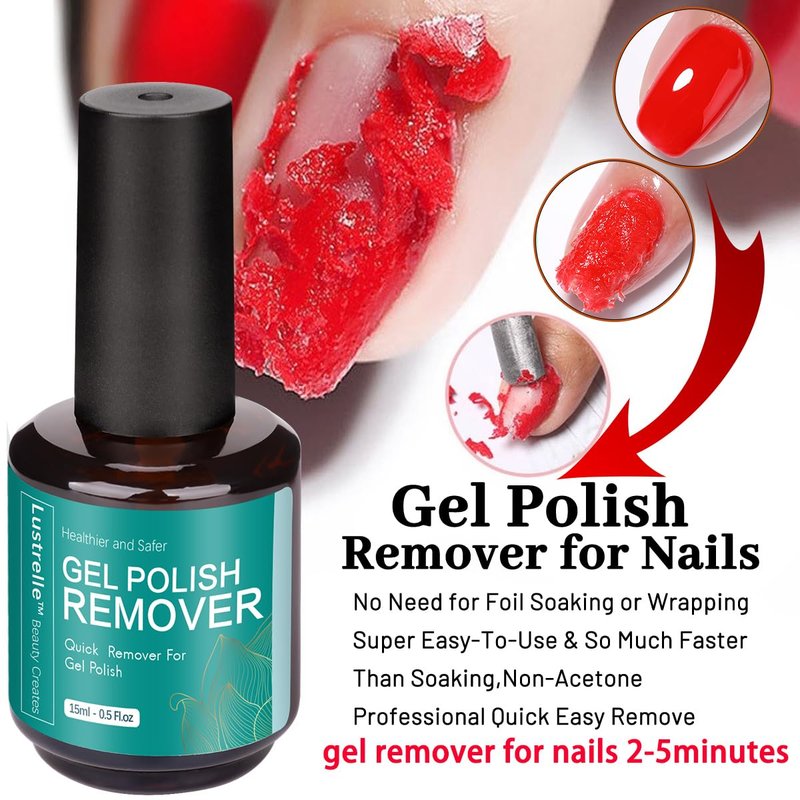 Lustrelle Gel Nail Polish Remover - Gel Polish Remover Professional 2-5 Minute, No Need Foil Soaking or Wrapping, Easily and quickly Nail Salon at Home