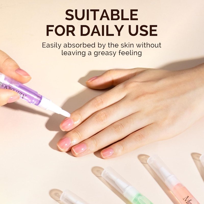 MelodySusie Cuticle Oil Pen Set - 6 Pcs Moisturizing Formula with Vitamin E for Softening & Repairing Cuticles