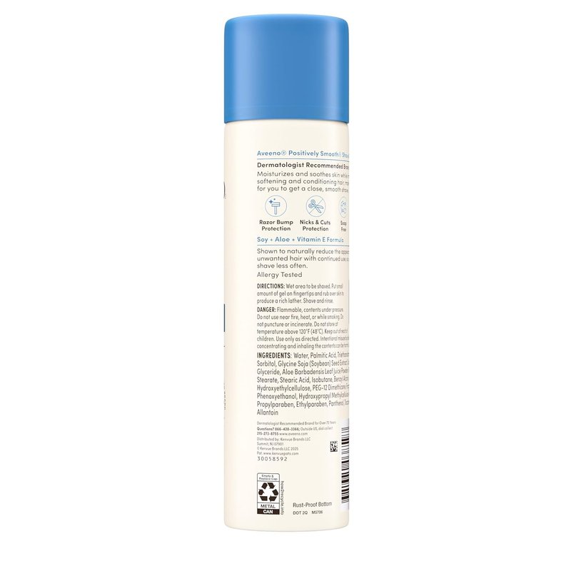 Aveeno Shave Gel - Positively Smooth Moisturizing Formula with Soy, Aloe & Vitamin E | 7 oz, 6 Pack