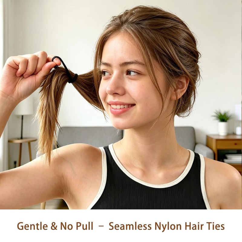 CZZXI Hair Ties - 150Ct No Damage Seamless Elastic Ponytail Holders for Fine Hair | Soft Nylon, Multi-Color