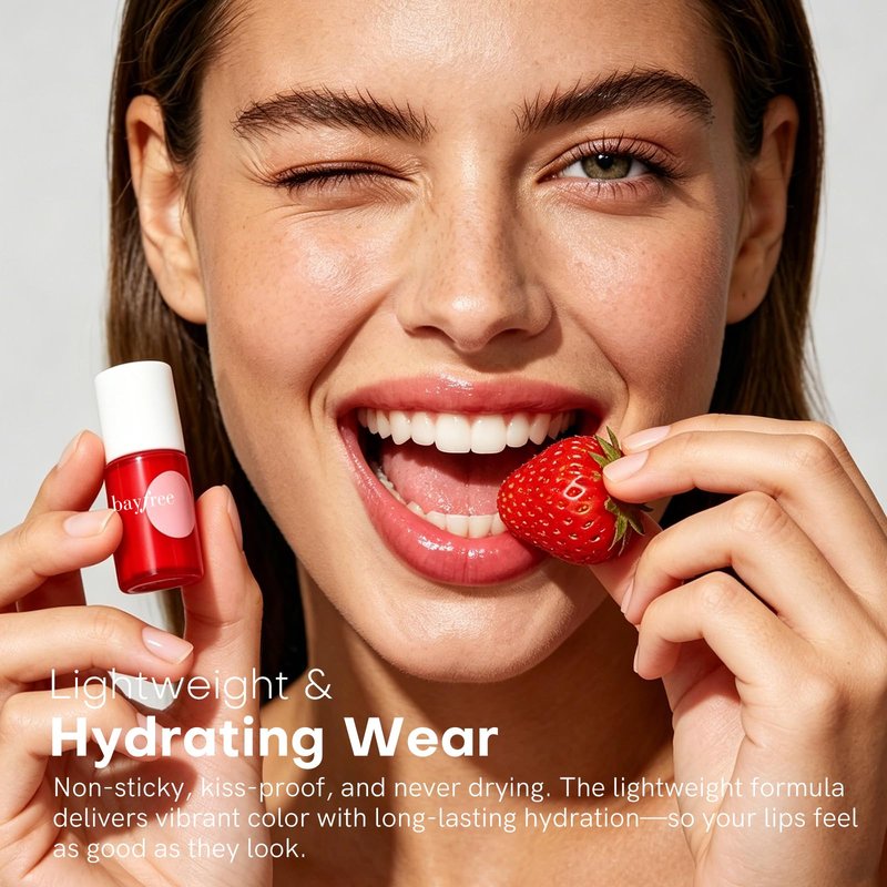 bayfree Lip Tint Stain Set, 7 PCS Lip Stain Long Lasting Waterproof, Hydrating Non-Sticky Liquid Blush & Water Tint, Transfer-Proof, High Pigment Matte Finish,Vegan Korean Makeup Set (fruit land)
