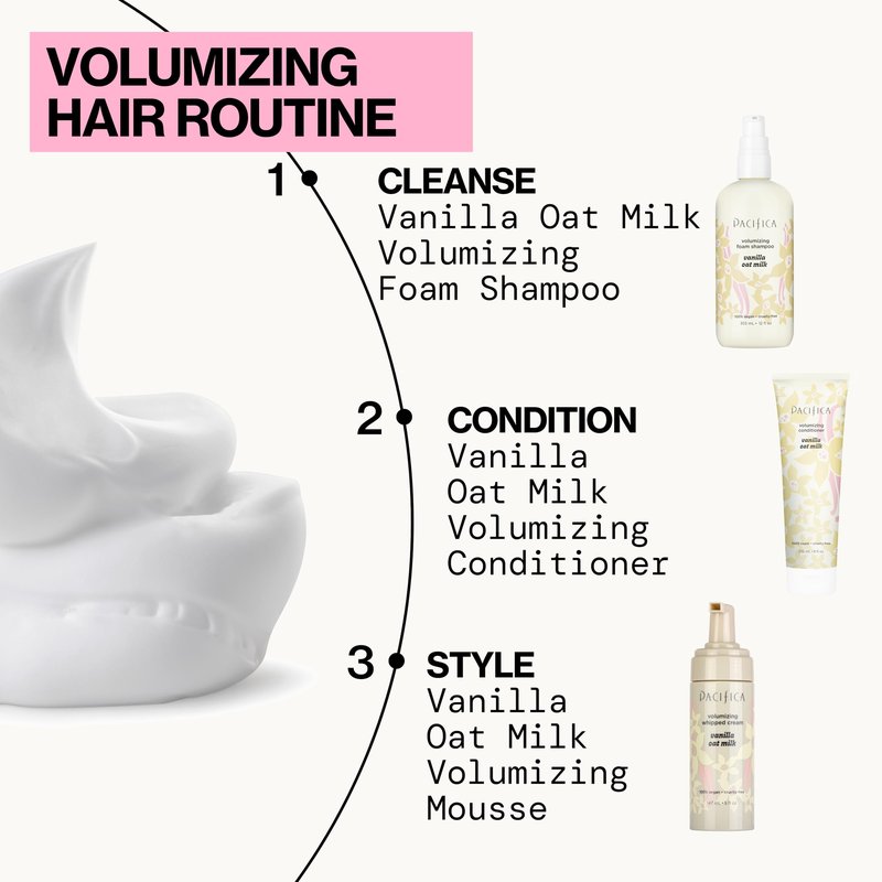 Pacifica Hair Mousse - Vanilla Oat Milk – Light Hold for Soft Volume & Hydration with Touchable Hold, Delightful Vanilla Scent, Vegan & Cruelty-Free, 5 fl oz