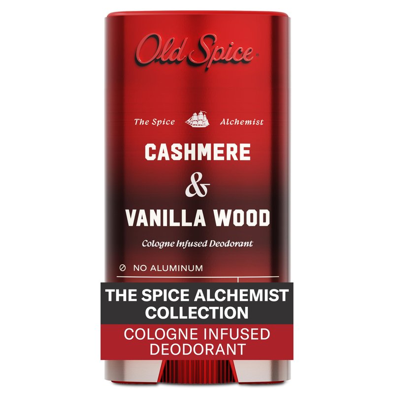 Old Spice Aluminum Free Deodorant for Men, The Spice Alchemist Collection, 24/7 Cologne Infused Scent, No Trade Off Formula, Free of Parabens & Phthalates, Cashmere + Vanilla Wood Scent, 3.0 oz