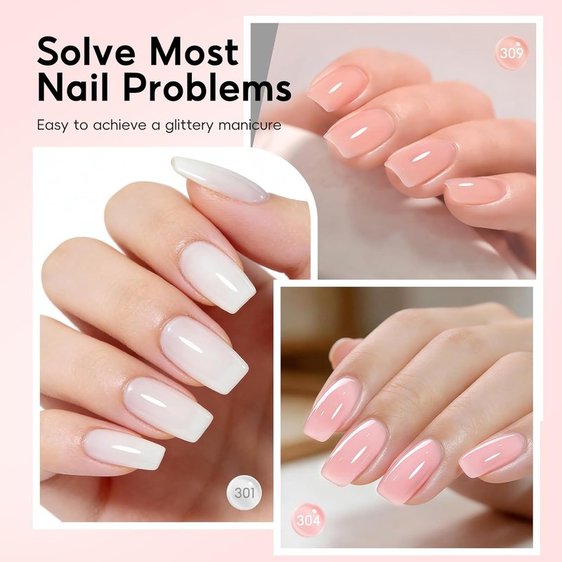 PEACECOLOR Builder Nail Gel Polish Set - 6 Colors for DIY Nail Extensions | Thickening Rubber Base Gel