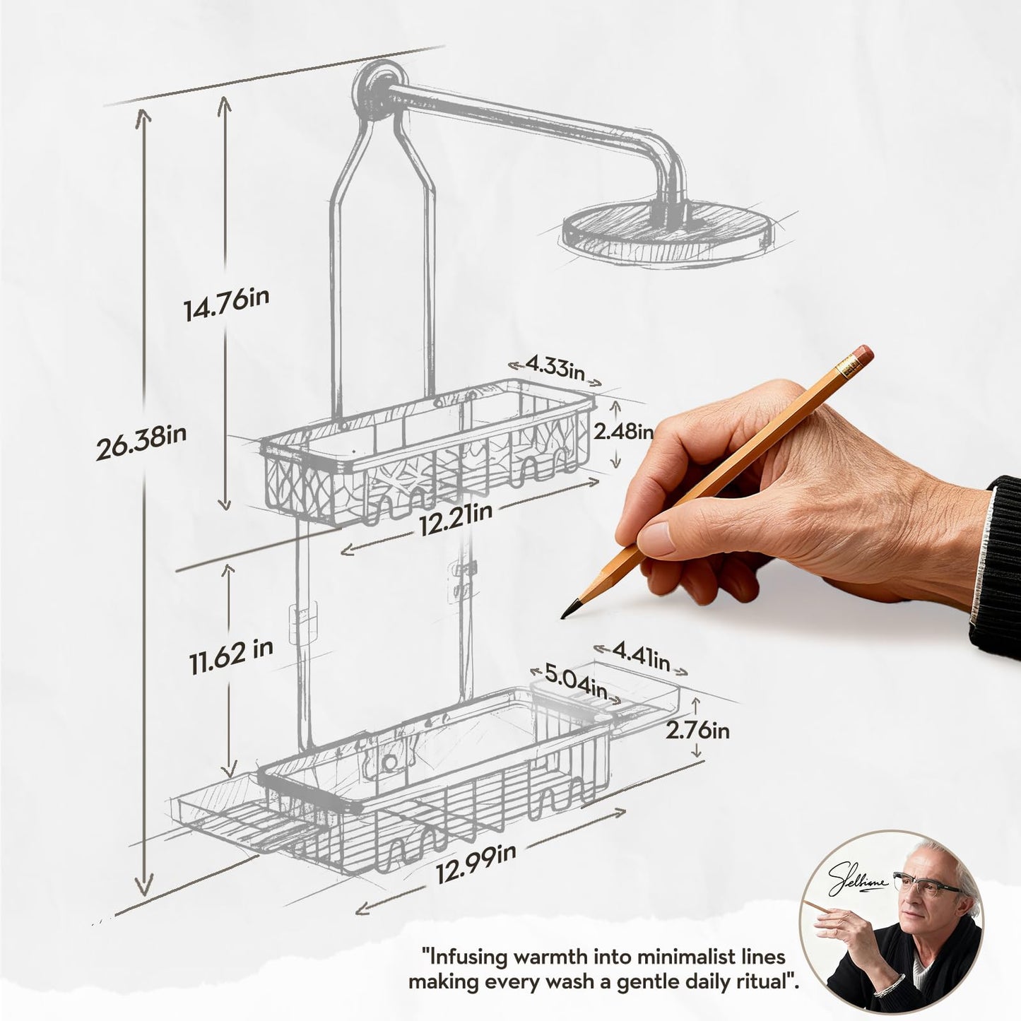 VALORDINE Shower Caddy Hanging, Never Rust Shower Organizer Hanging, Aluminum Shower Racks for Inside Shower with Hooks for Razor, Bathroom Organizers and Storage with Soap Holder, Bright Silver