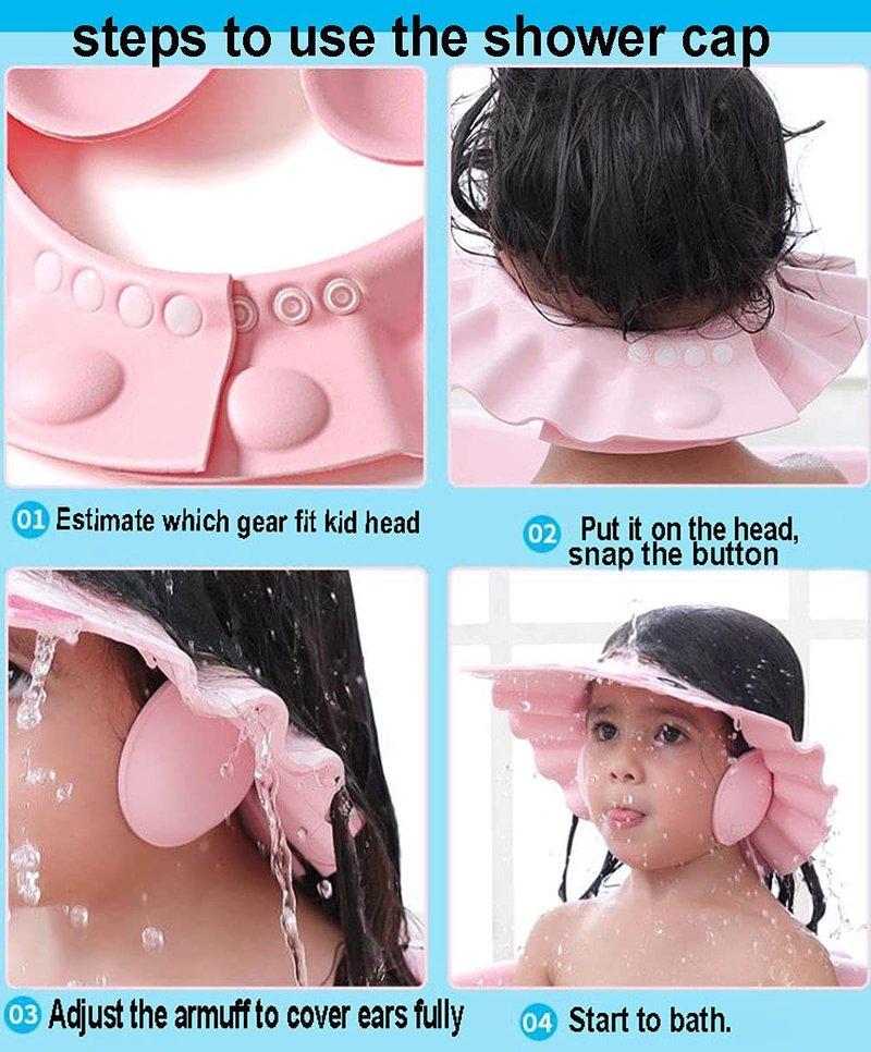 Baby Shower Cap Shampoo Cap Bath Visor Hat Kids Hair Washing Shampoo Shield Adjustable Waterproof Bath Shield Visor for 0-8 Years