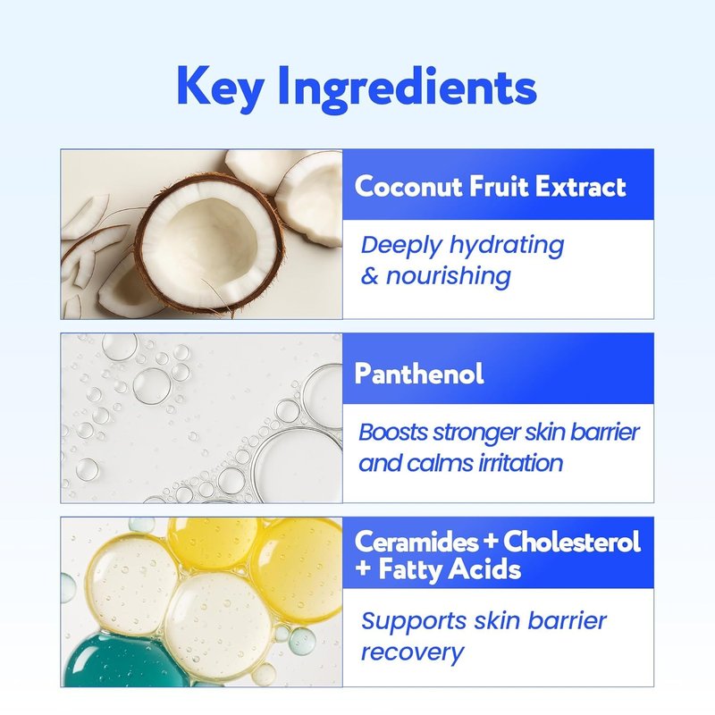 Skiennix Coconut Hydro Barrier Cream - Soothing Moisturizer with Panthenol & Ceramide | Non-Greasy, Fragrance-Free (80ml / 2.7 fl oz)