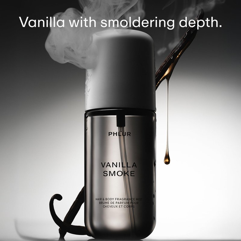 PHLUR Vanilla Smoke Body Mist, 3 Fl Oz - Hair and Body Perfume for Women, Woody Vanilla Perfume Body Spray with Bergamot, Cacao, Incense and Amber Fragrance