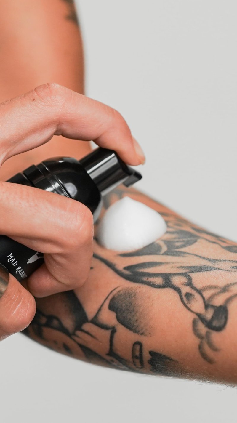 Mad Rabbit Tattoo Aftercare Soap - Tattoo Soap for New Tattoo - Fragrance Free Tattoo Foam Wash - Unscented Tattoo Cleaner Made with Clean + Vegan Ingredients, 2oz