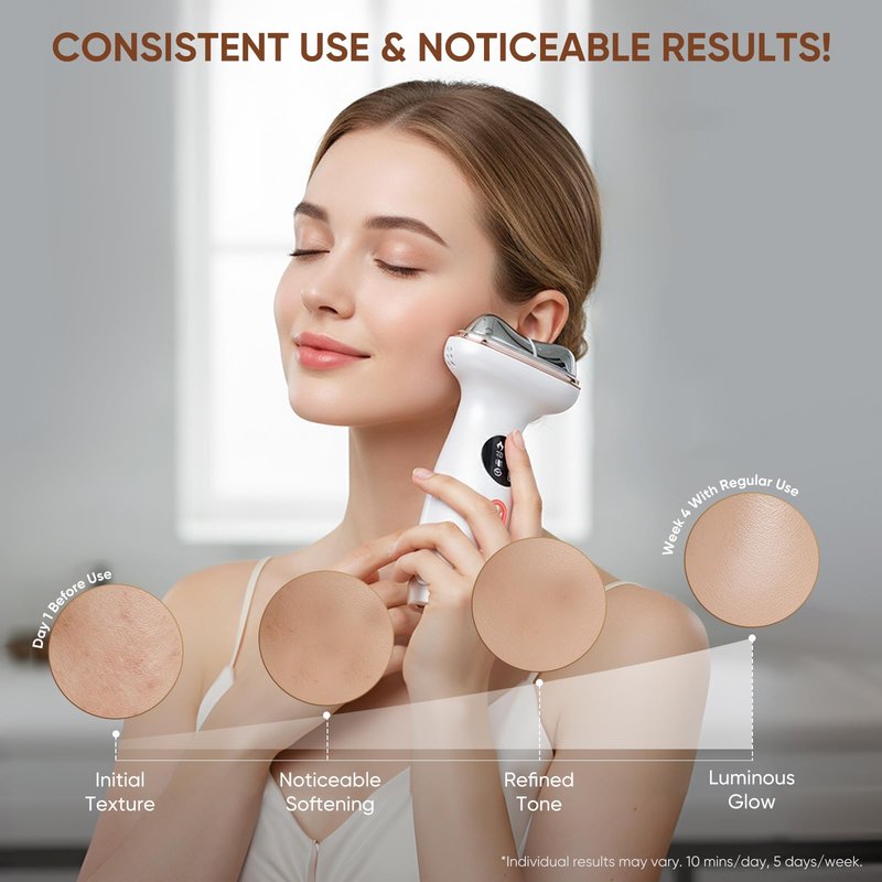 Microcurrent Facial Device with Red Light Therapy - 7-in-1 LED Sculptor & Cold Heated Gua Sha for Face Neck Eye Firming, Depuffing & Double Chin Reduction