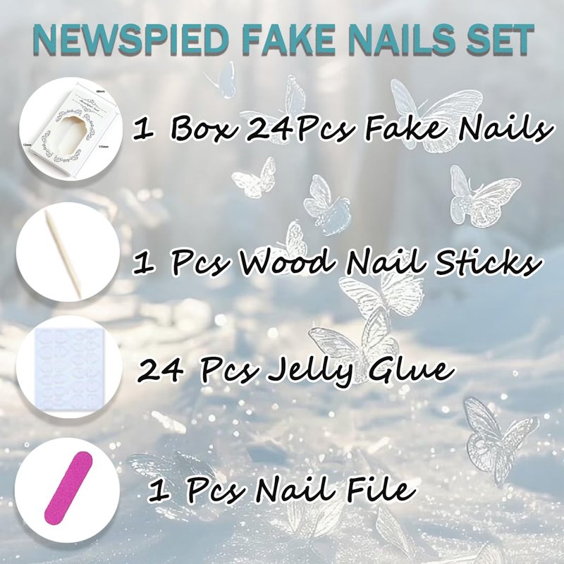 Skiennix 24Pcs Almond Press On Nails - Glossy Pearlescent Pink | Reusable Medium Length Acrylic Set for Weddings & Parties