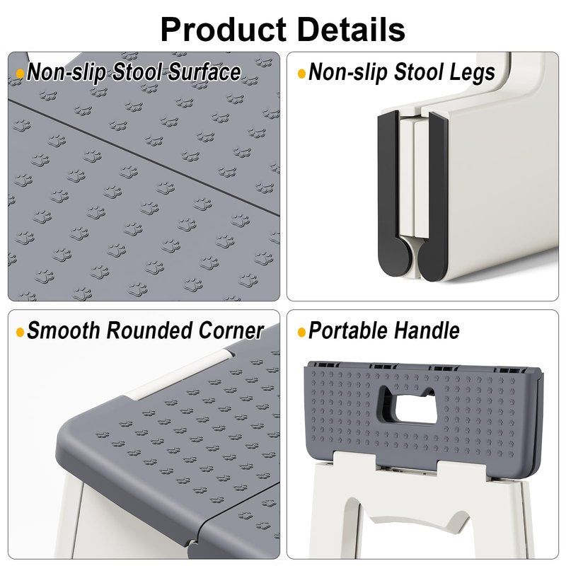 Foldable Shower Stool for Shaving Legs, Plastic Foot Rest Stools to Shave Leg, Folding Small Corner Step Seat for Inside Shower, Collapsible Bench Chair for Travel/Bathroom, Waterproof,13" Height