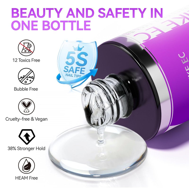 Gelike EC Professional Bulk Nail Glue: 40ml Salon Size Gel Nail Glue - 5X More Value for Press On Nails Acrylic & Nail Tips - Strong & Quick Dry UV Gel Adhesive for Nail Artists & Small Businesses