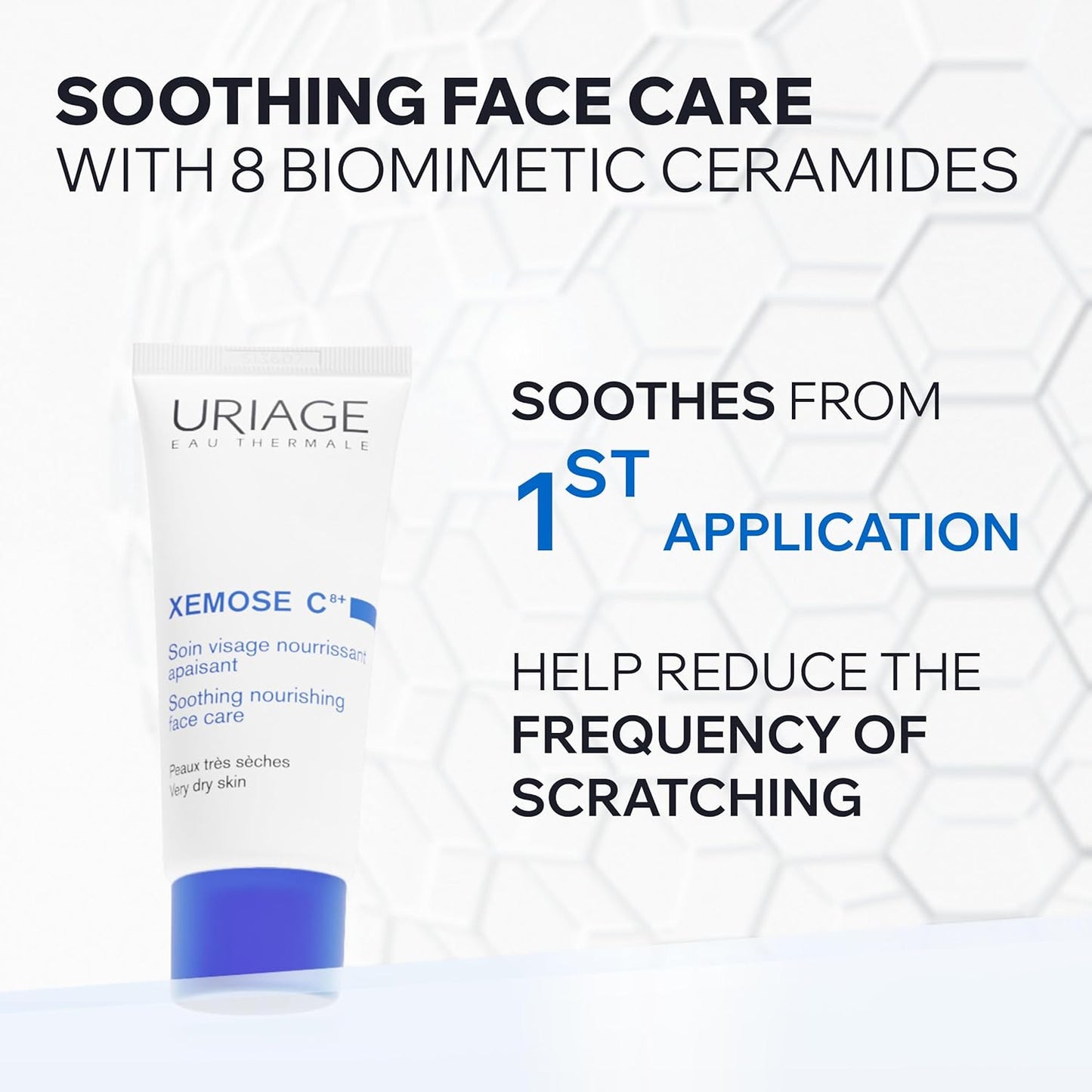 Uriage Xémose Face Cream - Soothing Moisturizer for Dry Skin with 10% Shea Butter | 24-Hour Hydration, Fragrance-Free, Non-Comedogenic