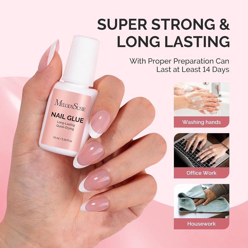 MelodySusie Nail Glue - Quick-Drying, Super Strong Adhesive for Press-On Nails | 10ml