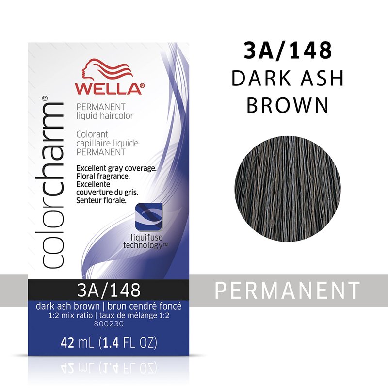 COLORCHARM Permanent Liquid Hair Color | 3A Dark Ash Brown | Up to 100% Gray Coverage | 1.42 Fl Oz