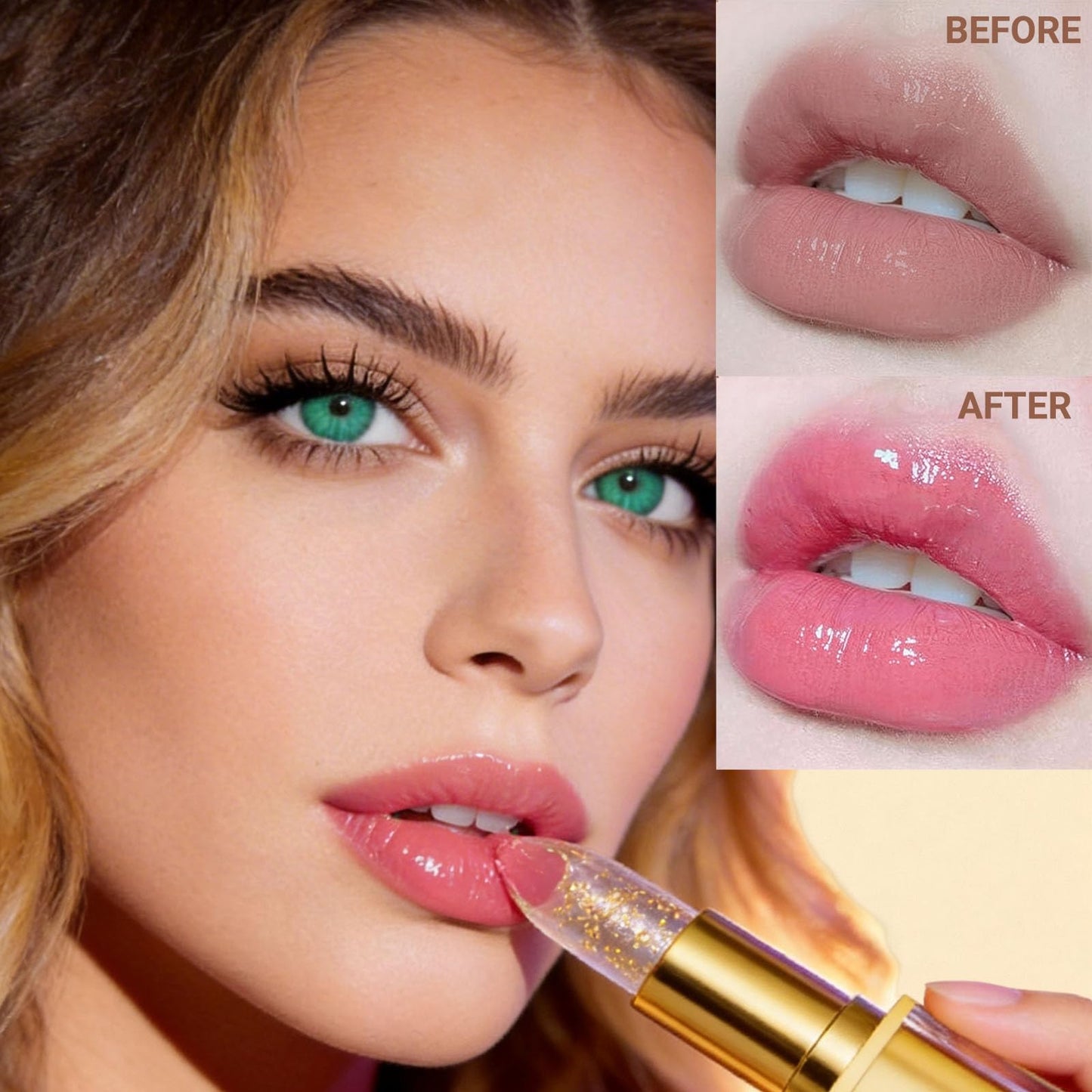Wiyakwnry pH Adjusting Lipstick for Mature Women,Transfer-Proof Color Changing Lipstick,Clear Lip Stick That Changes Color Long-Lasting Moisturizing Lip Glow for All Skin Tones (Gold)