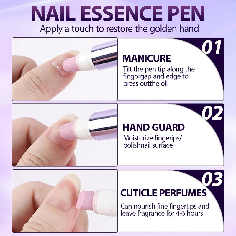 3-in-1 Cuticle Oil Pen,Cuticle Pusher Nail Oil Pen with Ceramic Tip,Dry & Damaged Nails,Nail Cuticle Remover Pen,for Moisturize Strengthen Nails(2PCS)